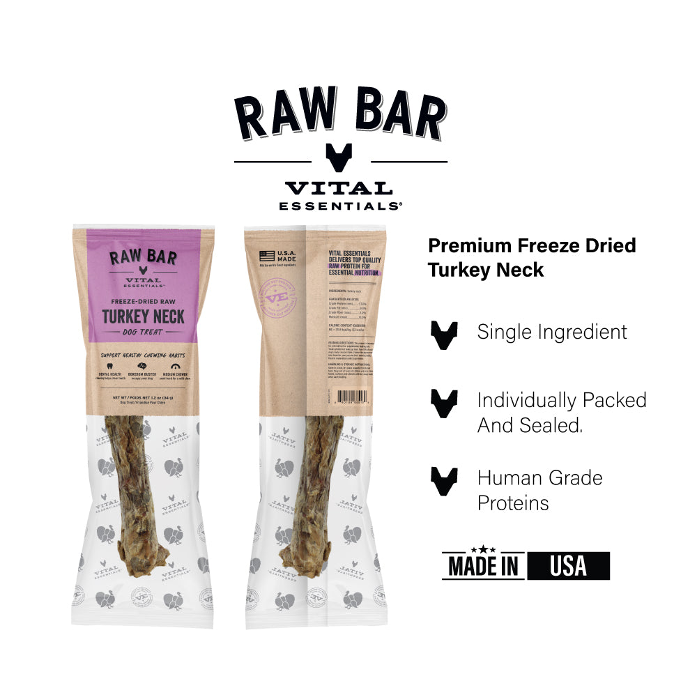Vital Essentials® RAW BAR Freeze-Dried Raw Turkey Neck Dog Treat, 1.2 oz