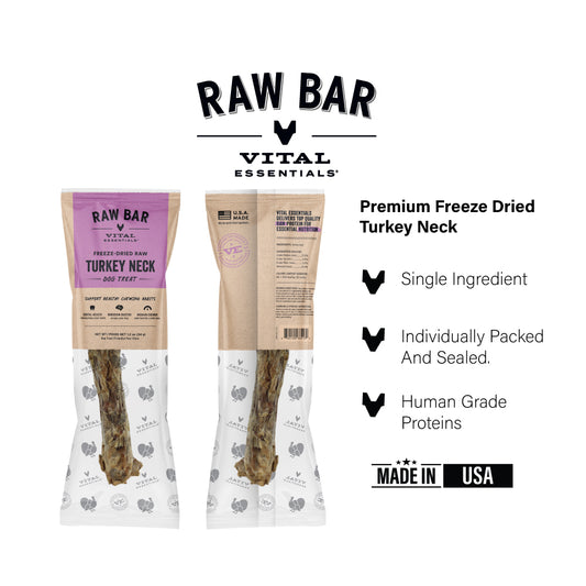 Vital Essentials® RAW BAR Freeze-Dried Raw Turkey Neck Dog Treat, 1.2 oz