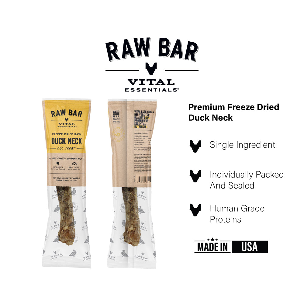 Vital Essentials® RAW BAR Freeze-Dried Raw Duck Neck Dog Treat, 0.7 oz