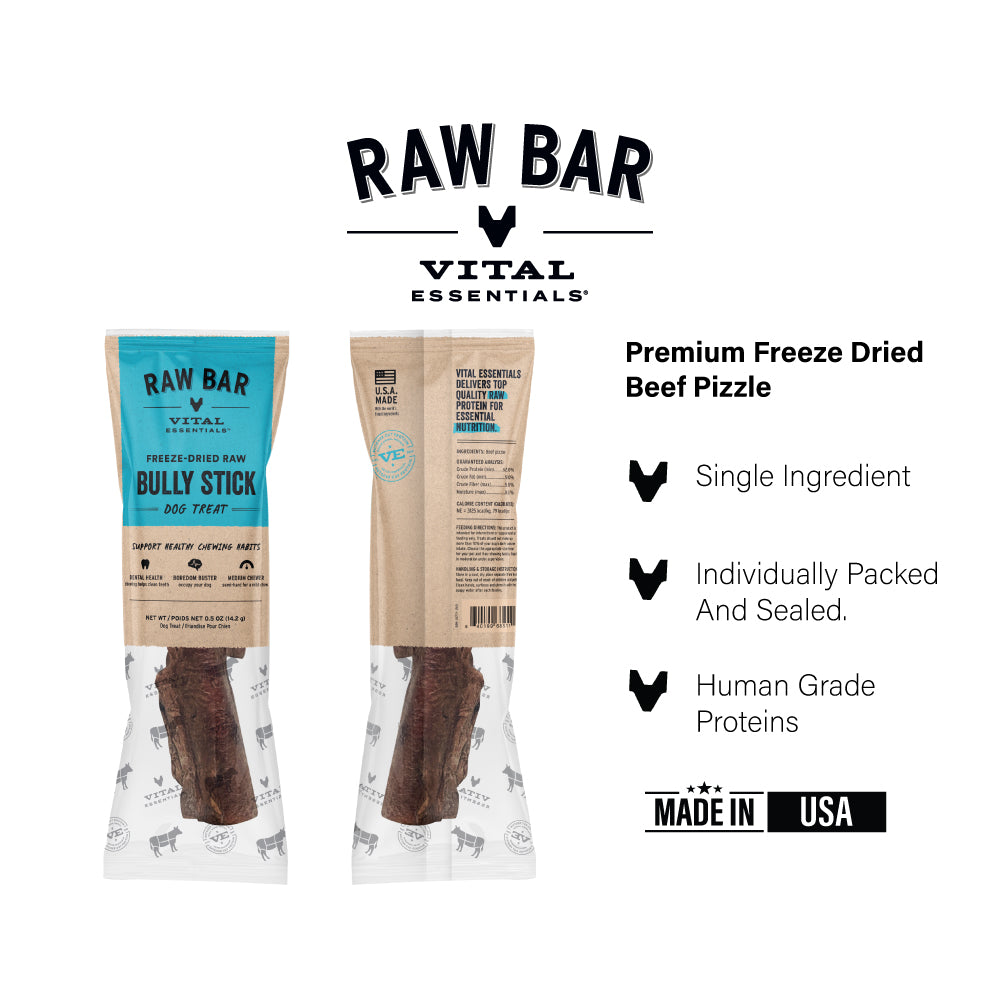 Vital Essentials® RAW BAR Freeze-Dried Raw Bully Stick Dog Treat, 0.5 oz