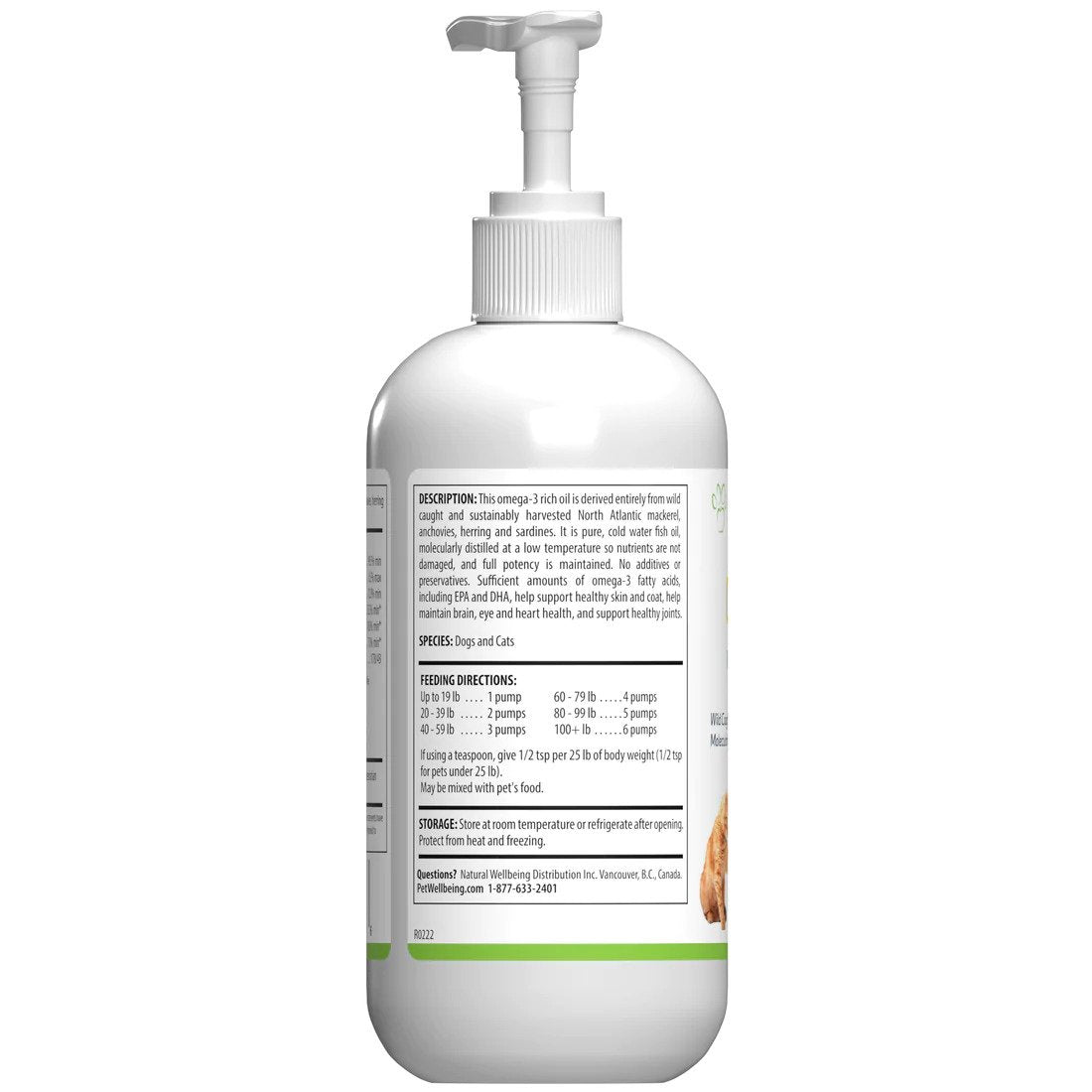 [NEW LOOK!] Pet Wellbeing - Omega-3 Daily Wellness - for Skin, Joint, Brain, and Heart Health  (8 oz / 236ml)