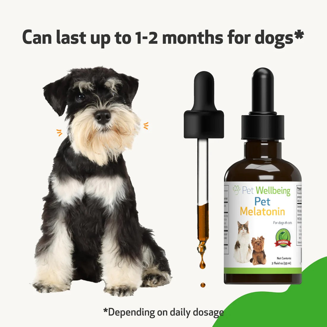 Pet Wellbeing - Pet Melatonin for Cats & Dogs - Support for dog Cushing's disease or anxiety